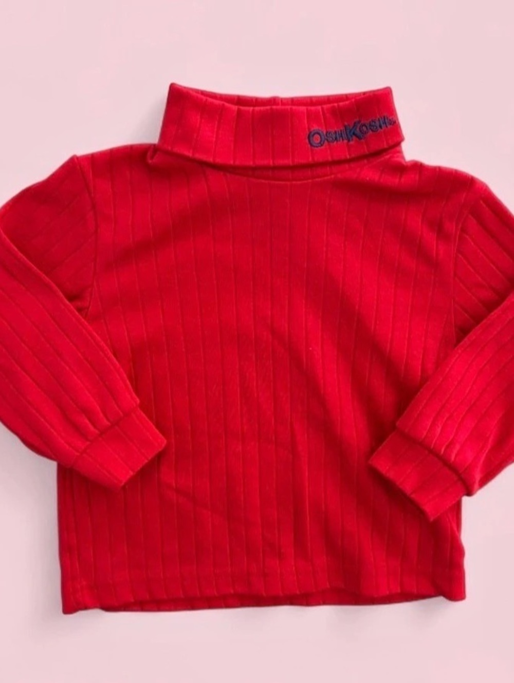Vintage OshKosh B’Gosh Red Ribbed Logo Baby Turtleneck Size 18M